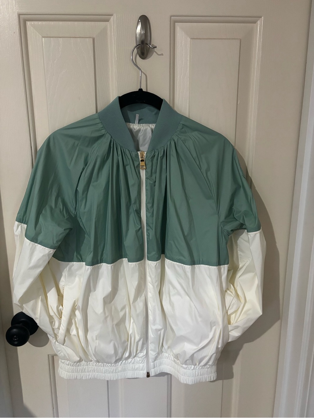 Moncler Kids Two-Tone Mint Green and White Windbreaker Jacket